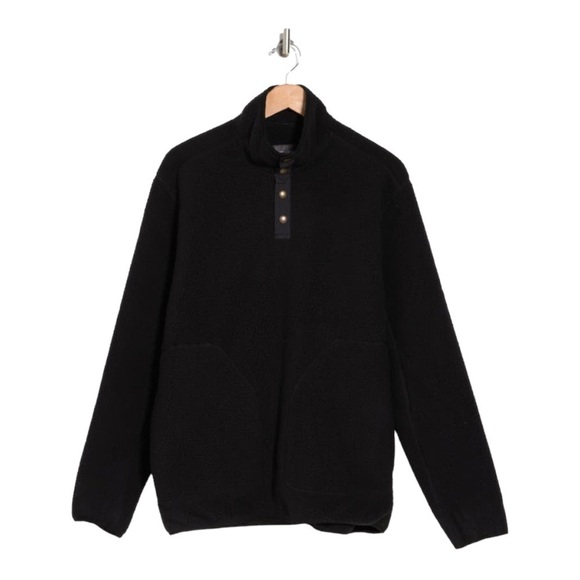 Slate & STONE Snap Front Fleece Pullover in black - Picture 2 of 15